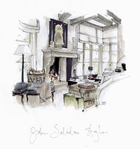 John Saladino Living Room rendering by Michelle Morelan www.michellemorelandesign.com