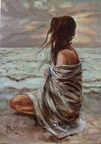 MAGIC PLACE - SKY SEA SAND liGHt ORIGINAL OIL PAINTING GIFT PALETTE KNI