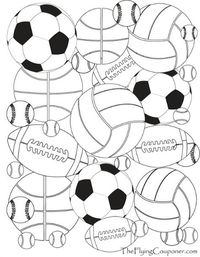 FREE printables! Colouring Pages for Adults and Kids. Sport Balls. Baseball, basketbal, football, soccer, and tennis. The Flying Couponer | Family. Lifestyle. Saving Money.