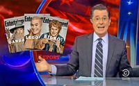 Tuesday night, Stephen Colbert unveiled the three covers of Entertainment Weekly featuring the host in a flurry of Hobbit personas.