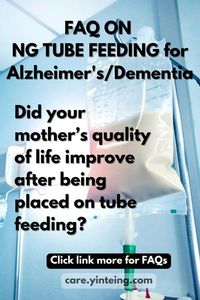 I placed my mom who have end stage Alzheimer's on tube feeding since June 2021. The FAQ and other FAQs available in the link below are compiled based on my own experience. Hope it helps you. To view more pins like this, please visit my profile, go to Saved> My Mom's Illness Journey (board)> Tube Feeding (section)