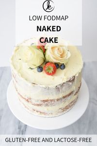 Low FODMAP and gluten-free naked cake with lemon butter cream. A delicious gluten-free layer cake with butter cream. Also lactose-free. #FODMAP #glutenfree #lactosefree #nakedcake