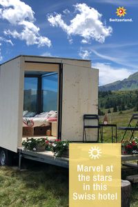 Guests stay in a very special building with large windows through which you can marvel at the sky above. #IneedSwitzerland #millionstarshotel 📍 Aquila, Switzerland © Switzerland Tourism, Published: July 2020