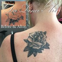 Cover Up Tattoo made by Linda Da Linci Art Zwijndrecht www.dalinciart.nl http://dalinciart.nl/cover-up-tattoos/ #coveruptattoo #beforeandaftertattoo #tattoo #dalinciart #tattooshop #tattoorose #oldschoolrose #rose #rosetattoo #tattoos #zwijndrecht #womantattoo #coverup #blackandgreytattoo #blackandgrey #inked #blackink