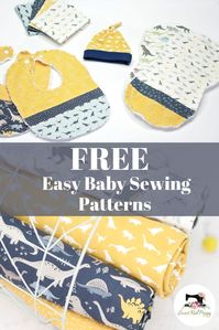 Three Free Easy to Sew Baby Patterns. Top Knot Baby Hat, Flannel Burp Cloth and Easy Bib Tutorial.