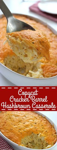 Copycat Cracker Barrel Hashbrown Casserole - o cheesy and so easy to make right at home. Great for breakfast or even a dinner side. Plus they are perfect for potlucks or anytime you are needing to feed a crowd