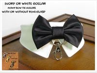 Black Satin Dog Bow Tie Collar&Ring Clasp-Ivory Dog Tuxedo | Etsy
