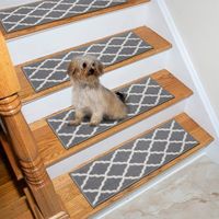 Shop Ottomanson Geometric Trellis Design Grey Stair Treads - On Sale - Free Shipping On Orders Over $45 - Overstock - 29003629 - Pack of 7 - Grey