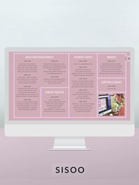 Build and grow your website with web design coach Sarah Peterson from Sisoo.com. The program includes 3 weeks of live daily trainings, a robust mix and max Showit template, and hands on instruction of how exactly to bring your brand to life online!