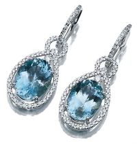 Pair of Aquamarine and Diamond Pendant-Earrings
