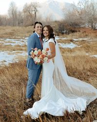 Unique Modest Wedding Dresses by Maggie Sottero. Click to find this gown! . . . . #modestweddingdress #crepeweddingdress #shortsleeveweddingdress #sleeveweddingdress #longsleeveweddingdress