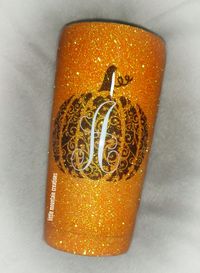 Orange/pumpkin/monogram/custom tumbler