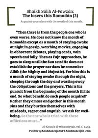 The losers this Ramadan part 3 #Allah #Quran #hadeeth #sunnah #quranverse #quranquotes #muslim #islam #islamicquotes #dua #islamicreminders #muslimpins #SubhanAllah #Alhamdulilaah #Bismillah #Islamicpins #islamicinfo #tawheed #aqeedah #tawakkul #taqwa #salafy #salafi #salafiyyah #manhaj