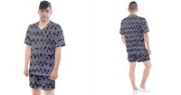 Mosaique+Noir/gris+Men's+Mesh+Tee+And+Shorts+Set