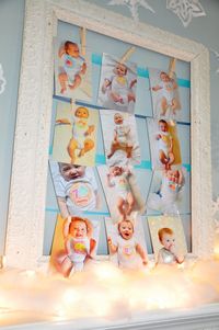 winter sparkle snowflake first birthday party photo dislplay