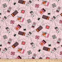 Pink ipod music player fabric by Kanvas Think Pink My Songs Pink