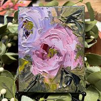 Marie Wheeler Art on Instagram: “Haven’t used a pallet knife in awhile soooo… So much fun creating texture and keeping the colors without getting muddy. Roses on 4x5 with…”