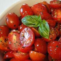 Marinated Cherry Tomato Salad | "This is so good! Most definitely HOLY DELICIOUS! One of my favorite ways to eat fresh tomatoes! I would give it 10 stars if I could! So glad to see it here :)"