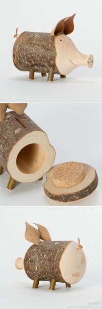 hucha cerdito de madera