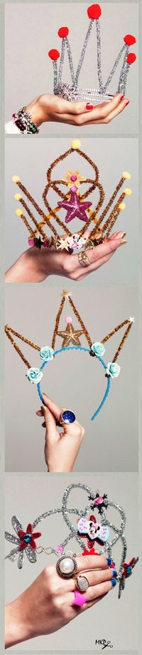 With Pipe Cleaners. Do it self fabulous crowns and tiaras! This would be a cute craft for a Frozen party.