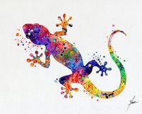 Wall Decor Blue Gecko Art Print Abstract Watercolor Painting Wall Decor Blue Gecko Art Print Abstract Watercolor Painting