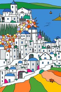 Fantasy graphic of a Greek island village inspired by the desire for summer, vacation and travel around the world Italian Design Music: https://www.bensound.com