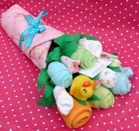 Baby clothes bouquet. Unique baby shower gift