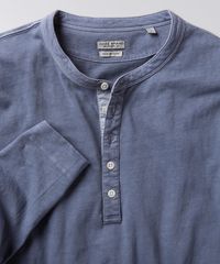 Precision craftsmanship in every detail. Pure cotton slub jersey has a plush feel with a subtle textured appeal, while the elongated five-button placket adds more interest. And the garment dye process creates that lived-in weathered effect. Branded mother of pearl buttons. Vintage-style ID tag sewn inside bottom hem. 100% cotton slub jersey Plush hand feel Five-button placket Weathered effect Signature flag tape on side seam Imported Machine wash cold