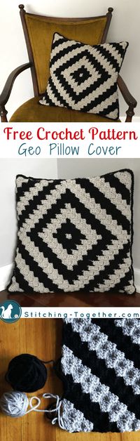 Free crochet pattern for a beautiful and trendy pillow cover. Easy corner to corner (c2c) graph included. This is a great project for a beginner at c2c since it is smaller and works up quickly.