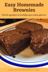 Deep, dark, decadent chocolate brownies are a treat for the whole family, and this recipe makes it easy. My Easy Chocolate Brownies use unsweetened 100% cacao, along with some white chocolate to even things out. #bakingnaturally #homemade #comfortfood #chocolate #brownies