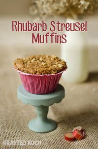 Rhubarb Streusel Muffins are made with a delicious buttermilk batter and topped with a brown sugar and walnut streusel for a moist recipe perfect for any breakfast or spring brunch! #Rhubarb #Muffin