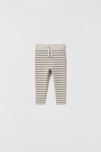 STRIPED RIBBED KNIT LEGGINGS - Stone | ZARA United States