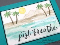 Easy watercolor beach scene using Waterfront stamp set and Aquapainter. Post has all details at klompenstampers.com