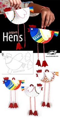 Cute and fun printable hen puppet. Great craft to go with a chicken lesson (and the new Hens for Friends book!)