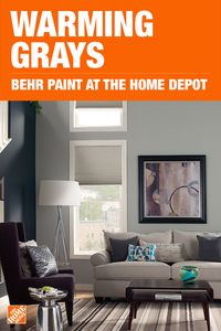 Make your living room complete with a color that compliments your decor. Grays provide a range of hues that make it the perfect neutral color for any space. Add versatility and coziness to your room with a warm gray upgrade. Click to shop Still Gray by BEHR Paint.