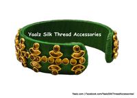 Yaalz Silk Thread Open Kada Bangle With Kundan Stones In Assorted Colo