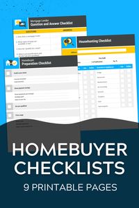 Looking to buy a new home for your family? Get these free printable checklists to help you in your house search! Questions to ask mortgage lenders, pros and cons checklists, what to look for while house hunting, and more...