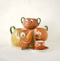 Vintage Halloween Pumpkin Tea Set by TheOtherLifeVintage on Etsy, $425.00