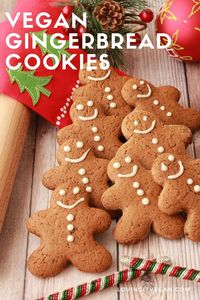 Festive and fun vegan gingerbread cookies. These gingerbread men are crisp on the outside, soft on the inside and packed with ginger flavor. | lovingitvegan.com