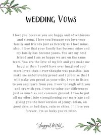 There sure are some lines in these personalized wedding vows you'll want to steal, like "I promise to make sure I'm not just hungry, before I yell at you!"