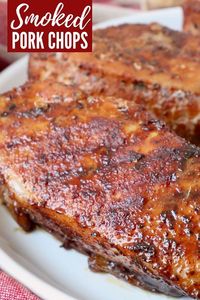 This recipe for Smoked Pork Chops creates the most juicy and tender pork chops ever! An overnight brine, flavorful rub and secret ingredient glaze will have you coming back to this recipe again and again!
