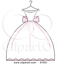 Royalty-Free (RF) Clipart Illustration of a Pink And White Wedding Dress On A Hanger by Pams Clipart