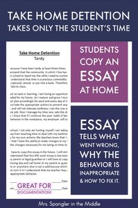 Even though teachers work hard to make their classrooms a positive place, there are occasions when detention is a necessary consequence for inappropriate behavior. To keep the onus where it belongs (on the student), use these compositions to help reteach students how to properly behave! #assignments #ideas