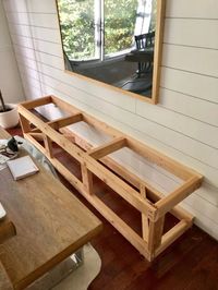 DIY Built-In Dining Bench with Storage - Breakfast Nook Banquette Tutorial. Loving the farmhouse vibes with the shiplap. #diyprojects #diyfurniture #farmhousedecor