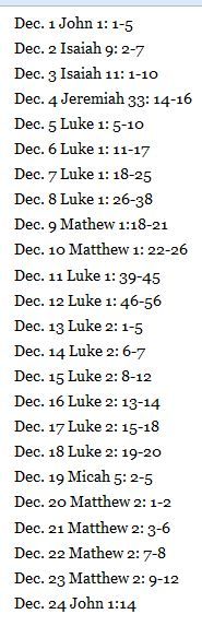 Advent Christmas (count down) Bible Verses to read. From December 1st to Christmas Eve