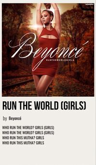 minimal poster of the song run the world (girls) by beyoncé