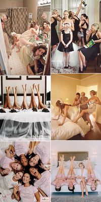 getting ready wedding photos with bridesmaids