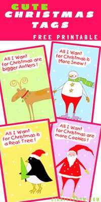 Print these adorable Christmas Gift Tags to add to your presents. By artist Sharon Pierce McCullough. Free Printable Tags