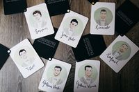 Convite dos padrinhos de casamento com ilustração personalizada em aquarela de cada um.