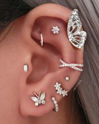 Butterfly Earrings Butterfly Wings Studs Double Earrings - Etsy